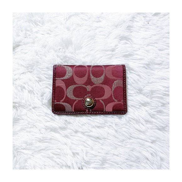 Coach Signature Logo Red and Gold Folding Wallet